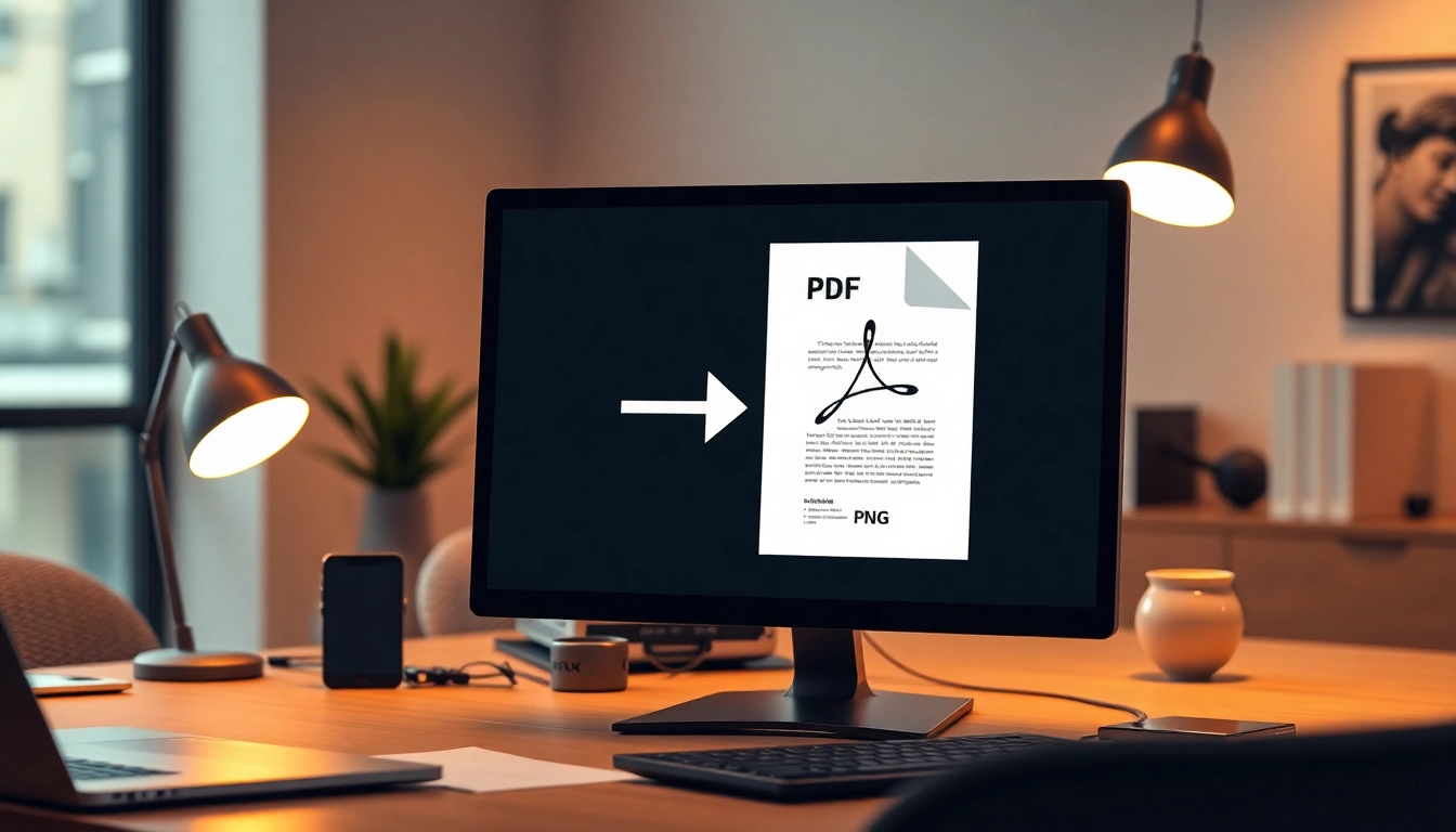 Convert PDF to JPG and PNG formats with our online tool, showcasing an easy and intuitive process on a computer screen.