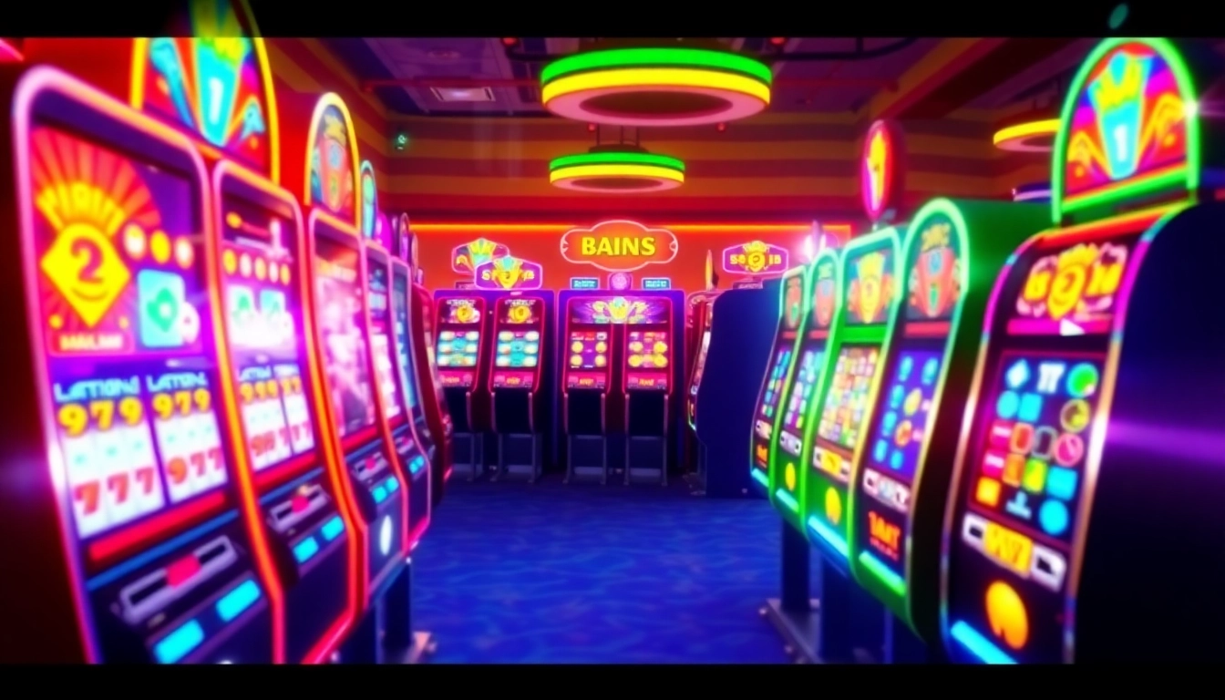 Engaging slot online game display showcasing colorful, spinning reels in a lively casino atmosphere.