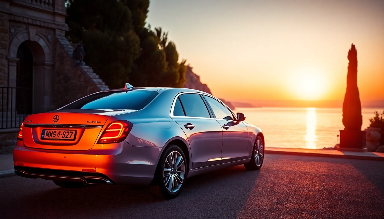 Hire a professional hire car with driver Malta for a luxurious travel experience at sunset.