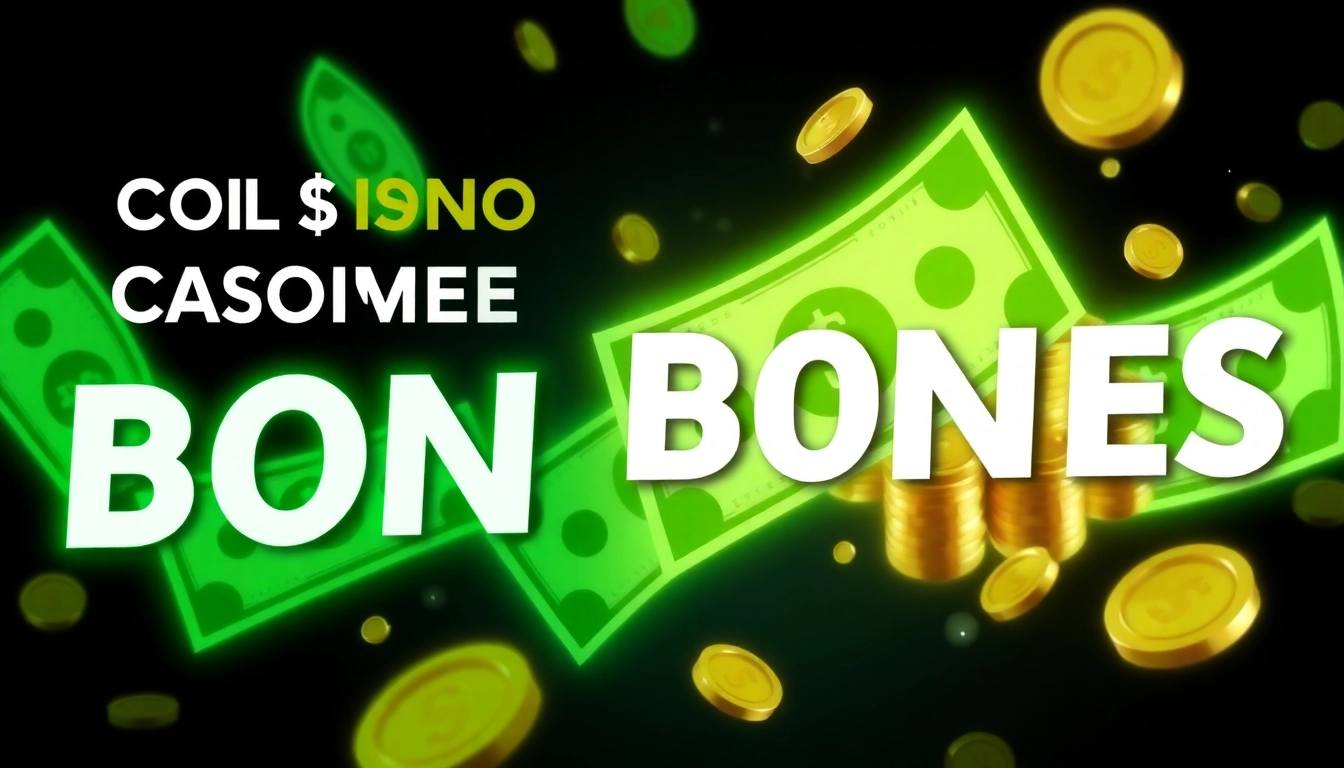 Claim 10รับ100 bonuses with vibrant green dollar bills transforming into golden coins.