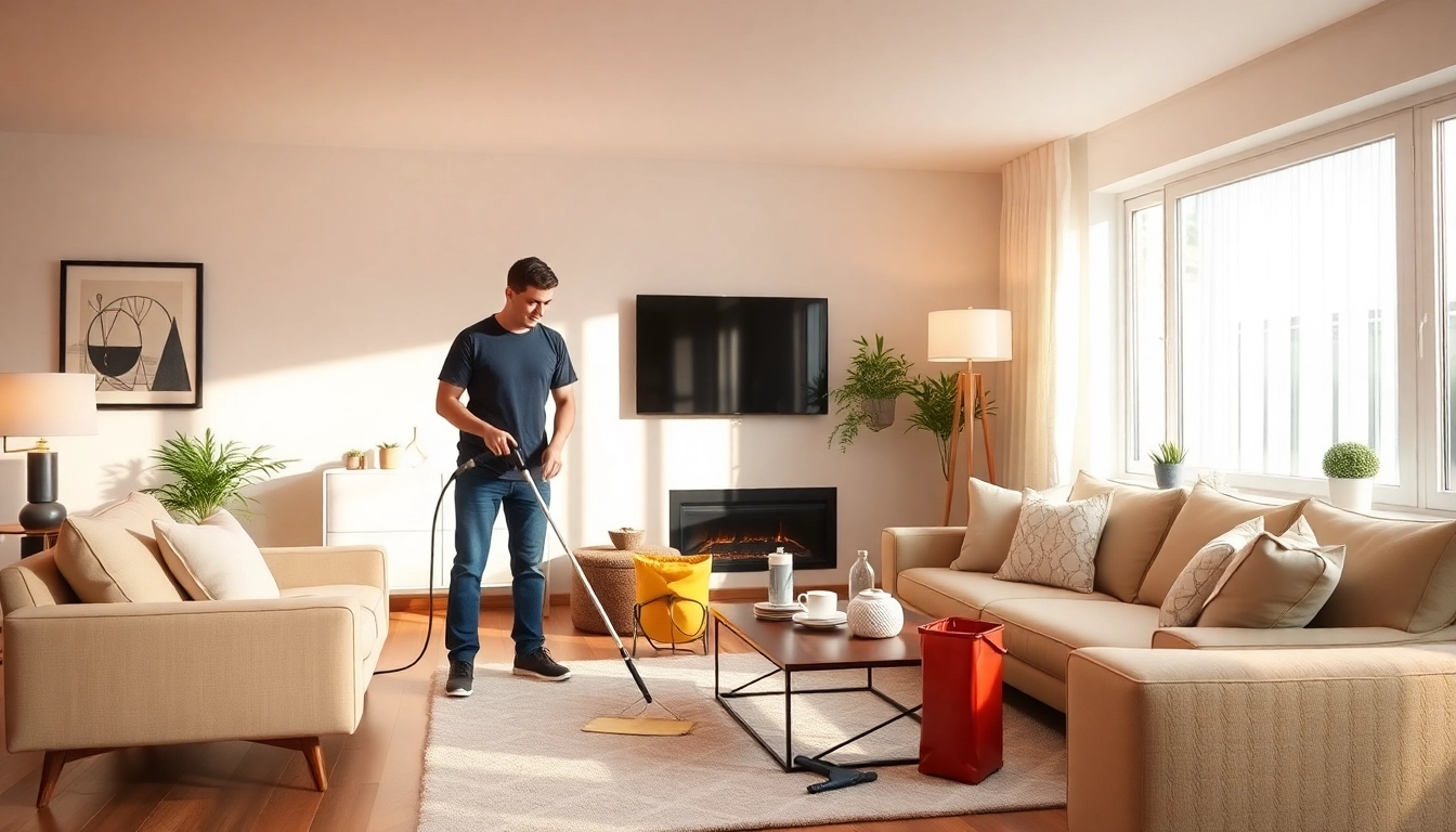 Professional bond cleaning Brisbane service in action, showcasing immaculate living space and cleaners.