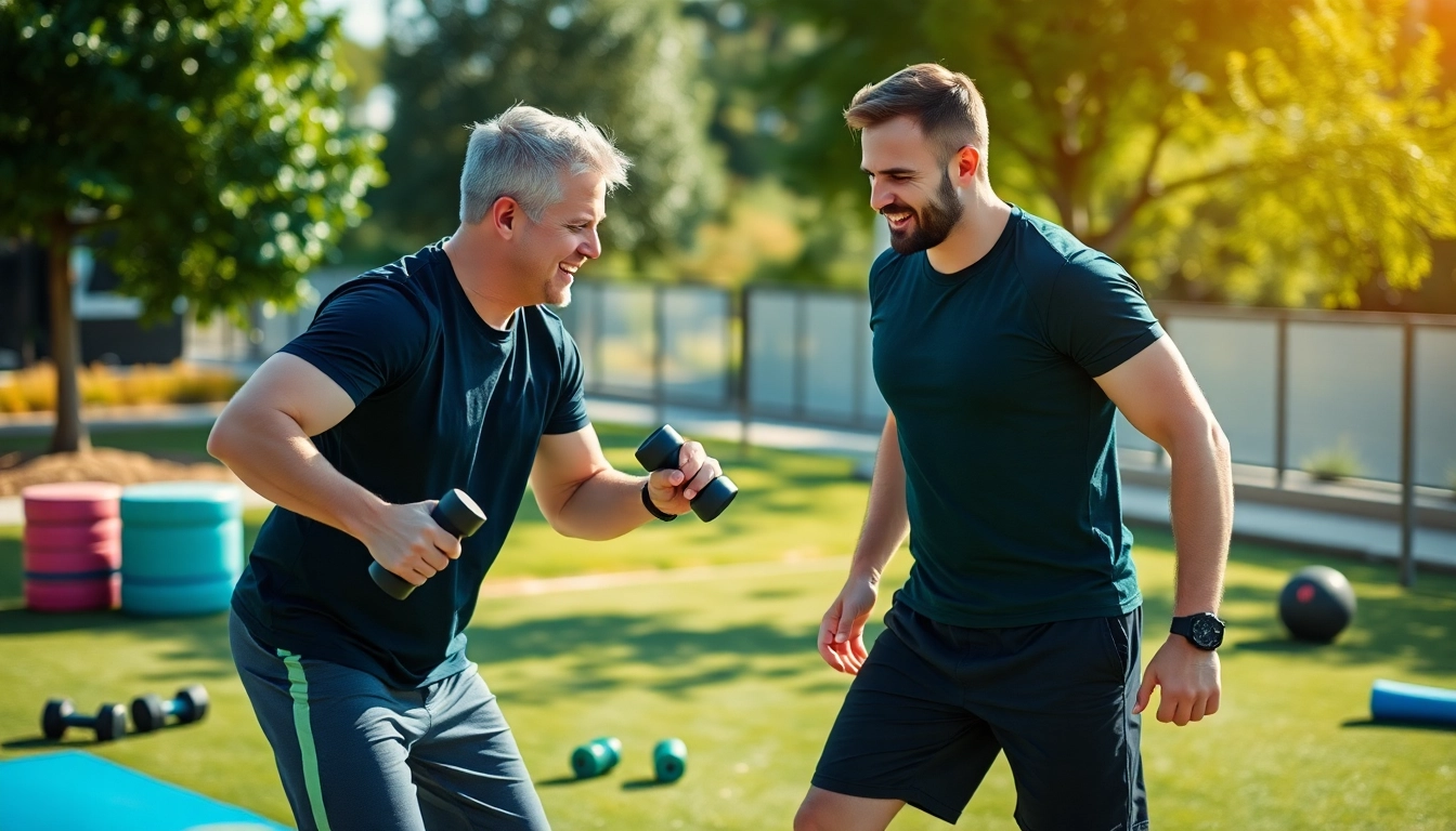 Engaging session with an Effective Personal Trainer motivating a client during an outdoor workout.