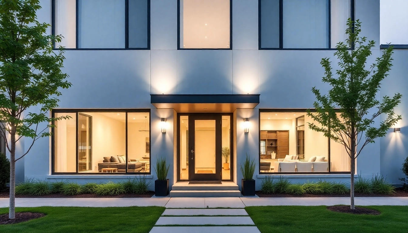 Showcasing a stunning facade redesign with clean lines and vibrant windows that enhances curb appeal.