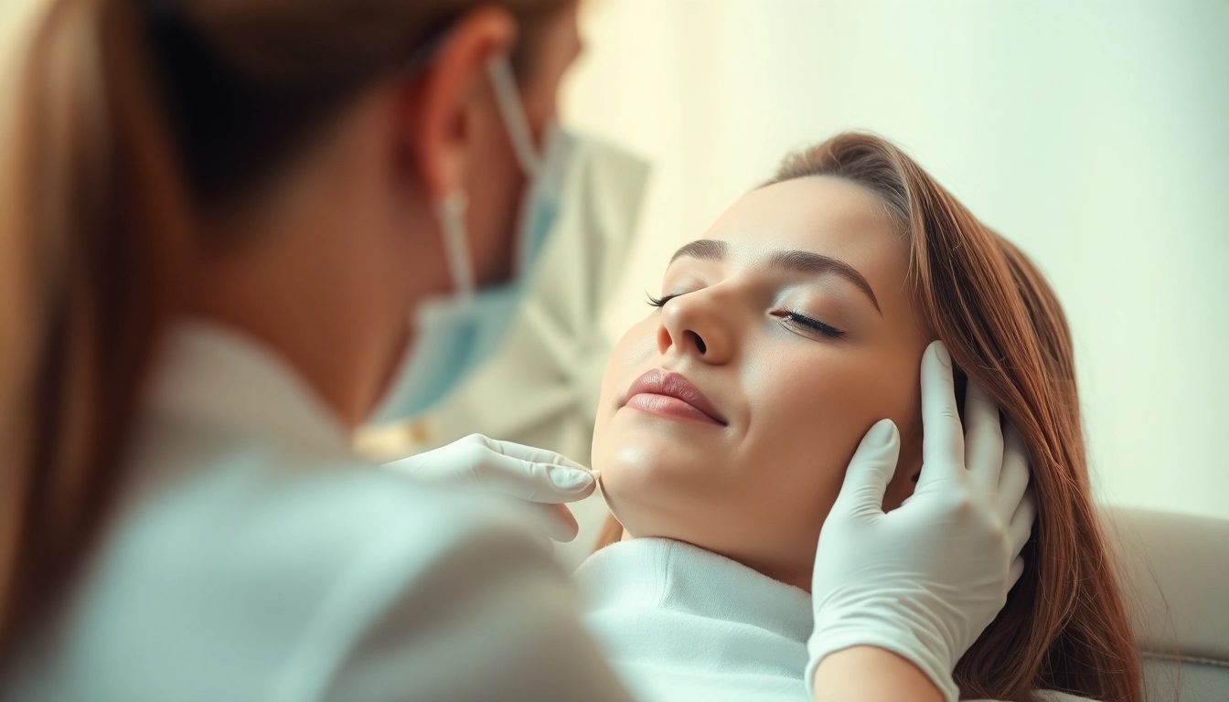 Patient receiving a Fett-weg Spritze treatment in a calm clinic ambiance, showcasing professional care.