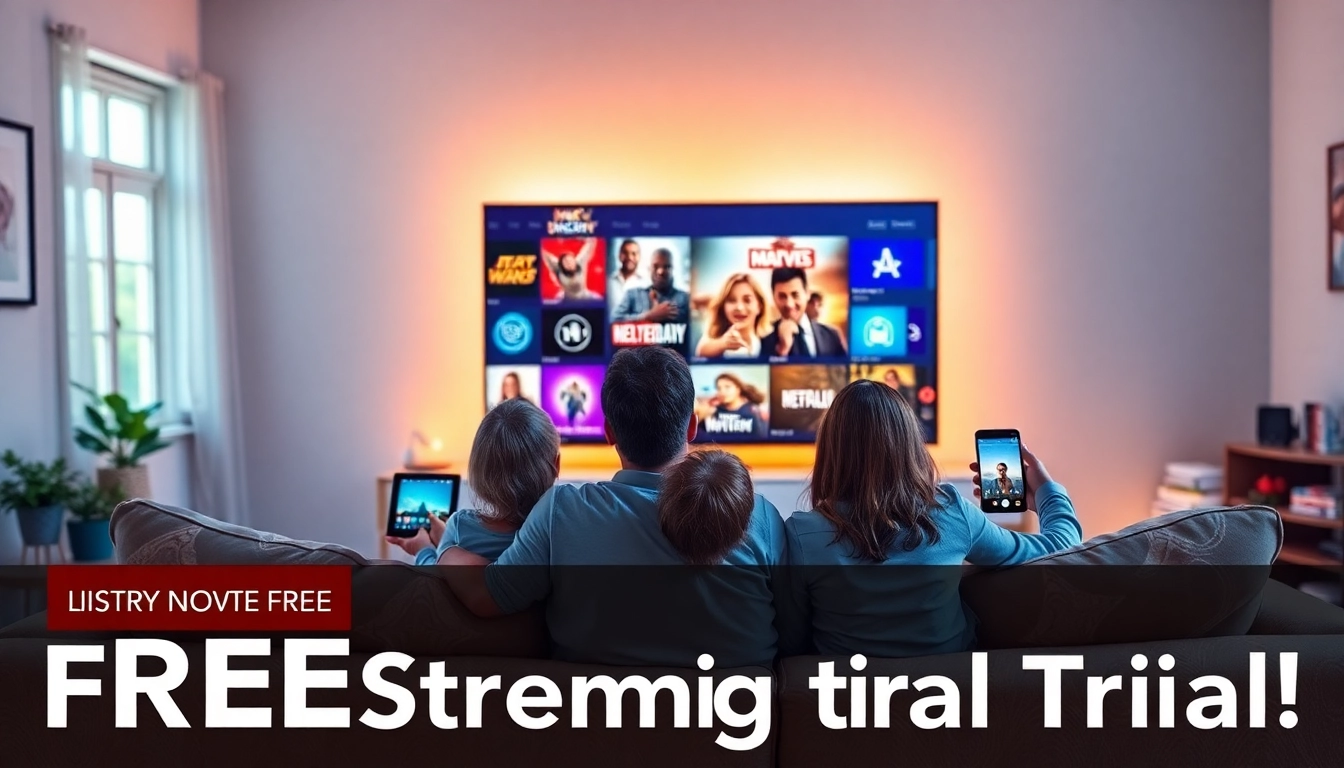 Experience a free streaming trial while enjoying your favorite shows on a smart TV in a cozy living room.