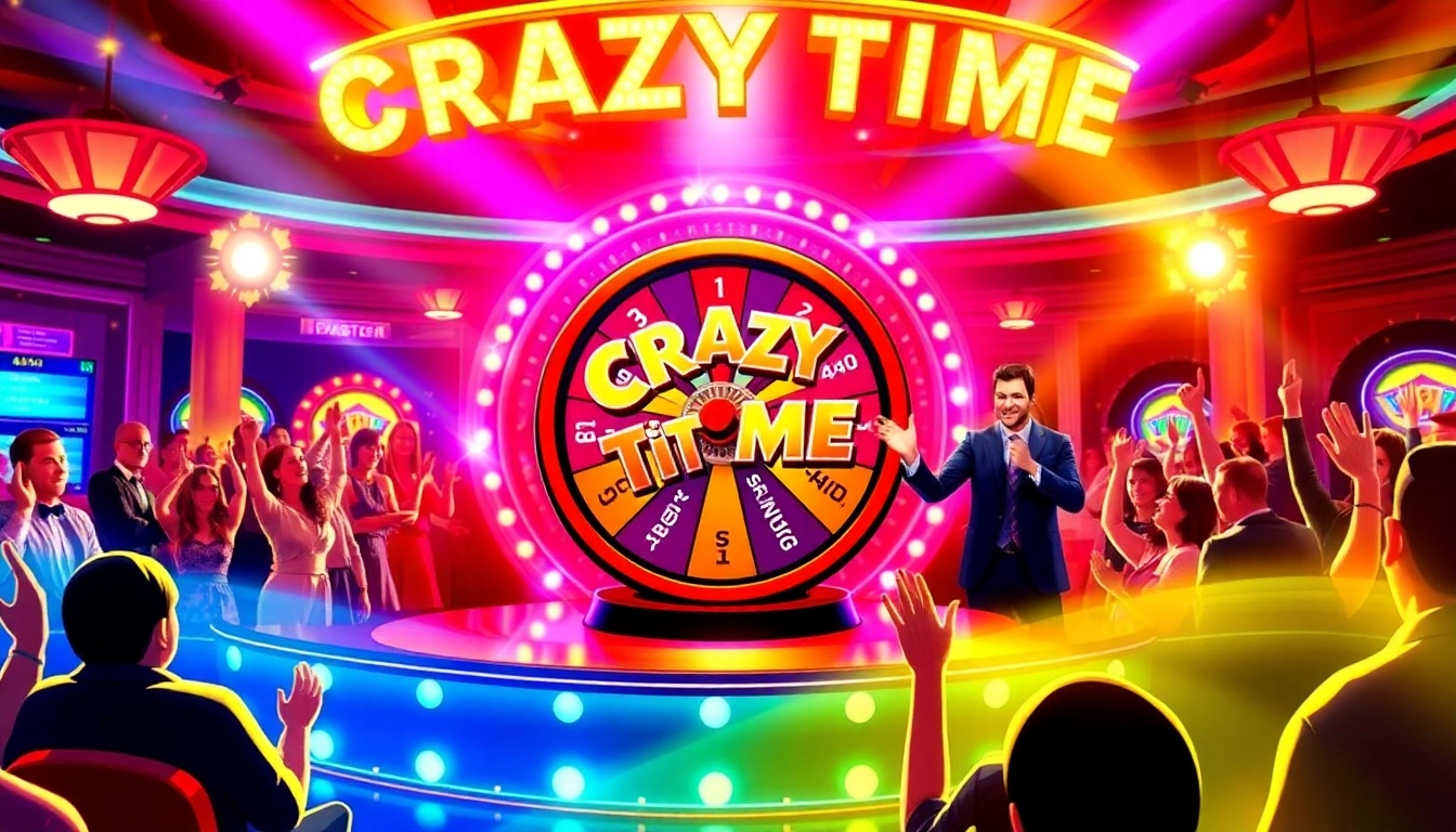 Crazy Time stats revealing vibrant gameplay, featuring the spinning wheel and engaging presenter at the dynamic casino.