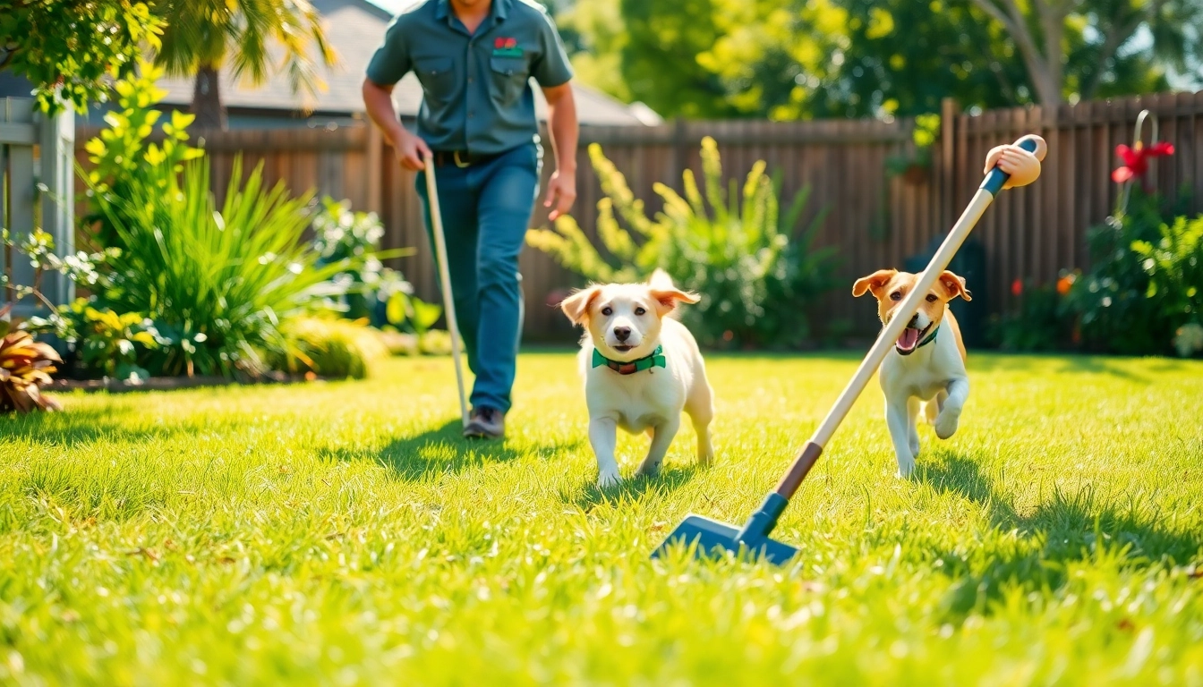 Enjoy affordable pooper scooper service San Antonio with a dedicated professional at work in a clean yard.