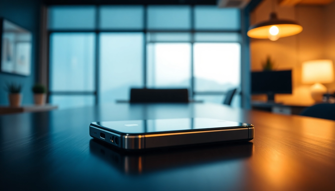 Buy iPhone Pro Max displayed elegantly on a wooden desk, showcasing its premium design.