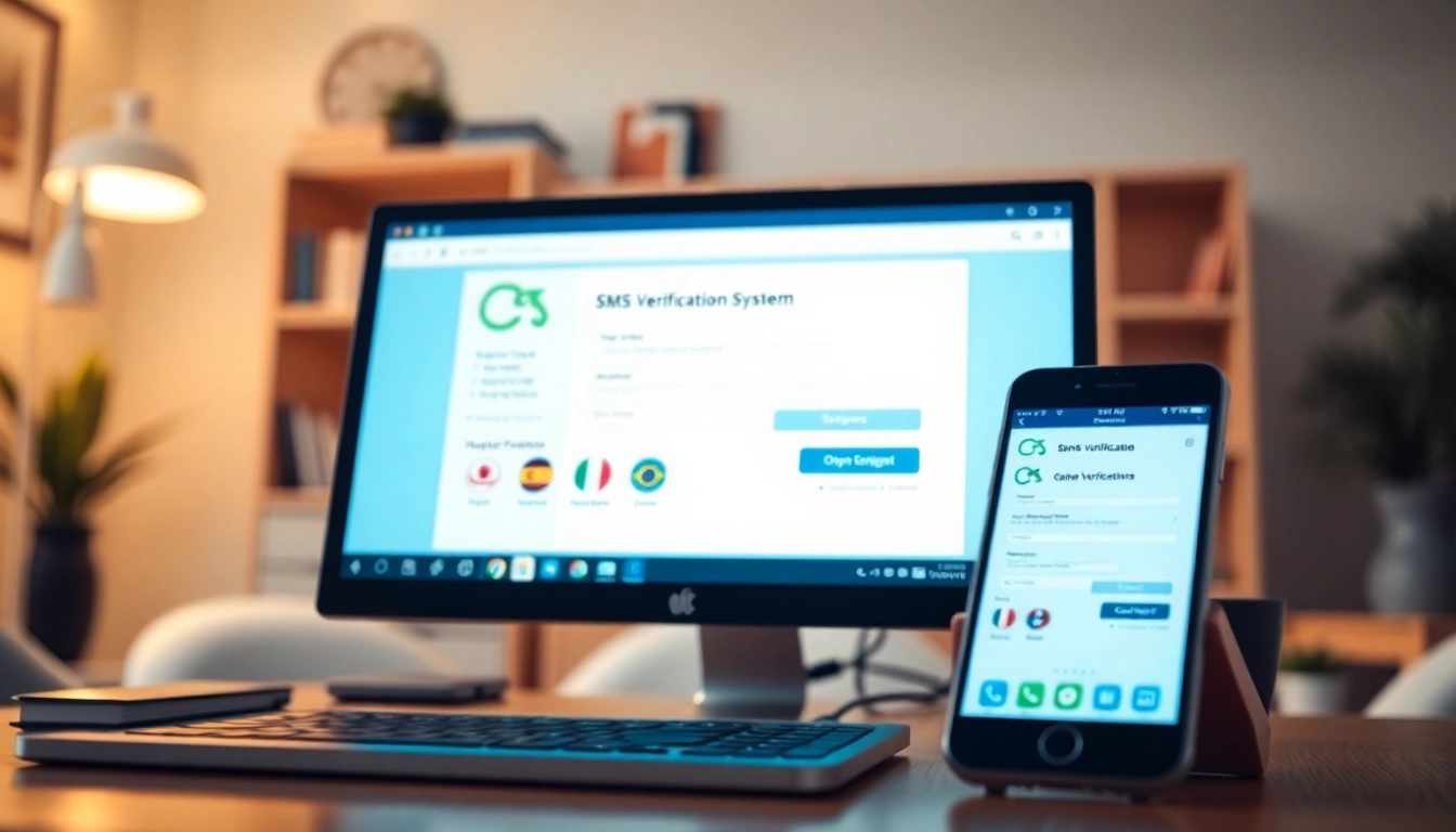 User engaging with smspva's SMS verification system on multiple devices for online safety
