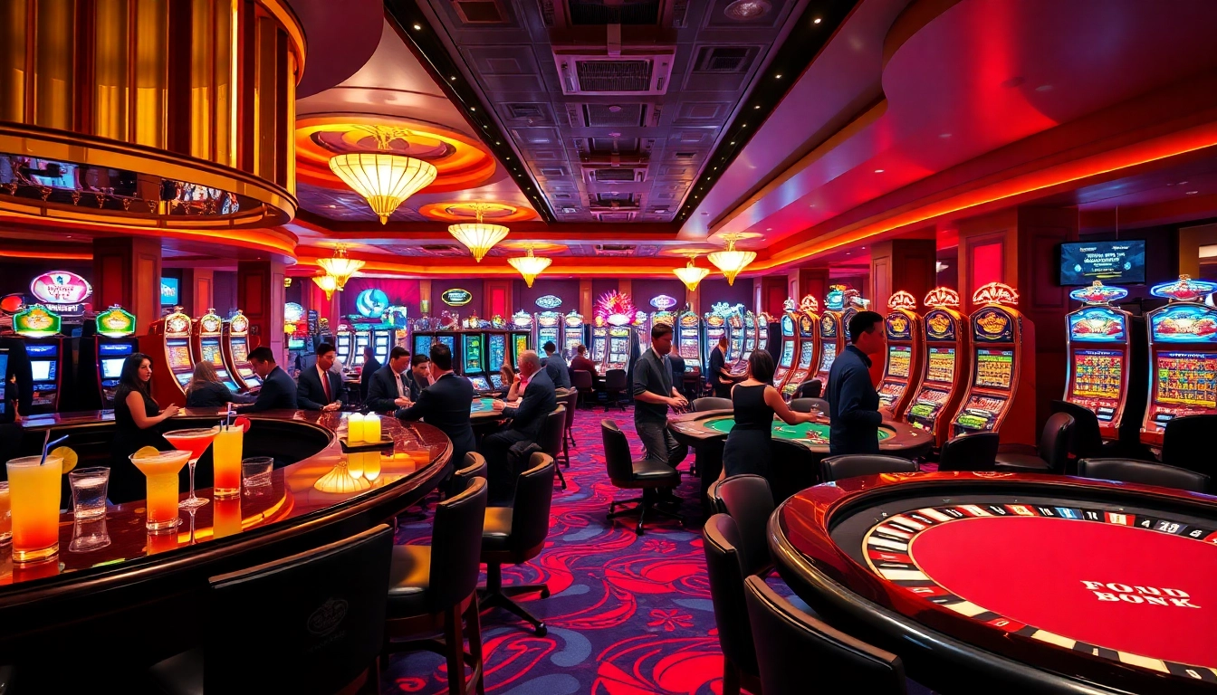 Experience the thrilling atmosphere of TPower casino with vibrant games and eager players.