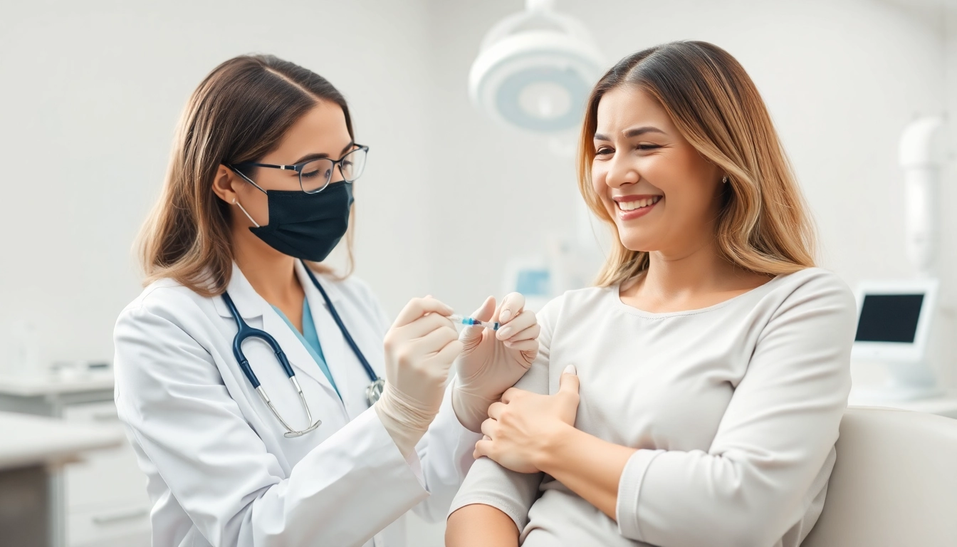 Healthcare professional assisting in Injectable Weight Loss treatment, conveying hope and professionalism.