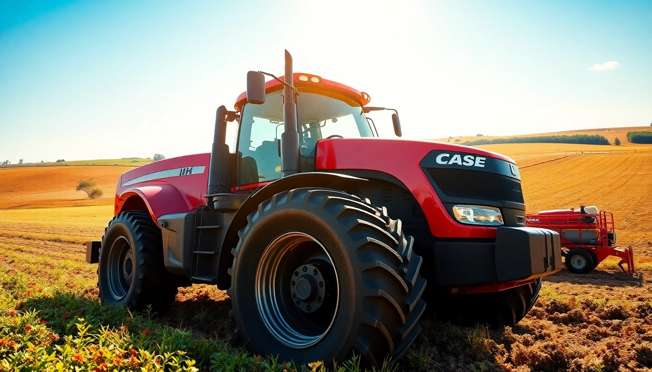 Effizienter Case-ih Traktor bei landwirtschaftlichen Arbeiten auf dem Feld.