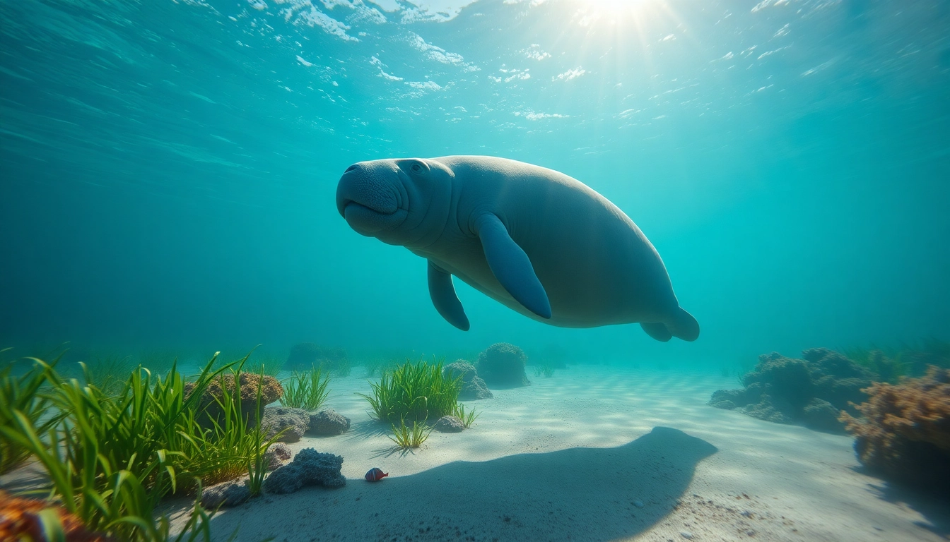 Spotting manatees puerto rico swimming gracefully in clear waters surrounded by seagrass.