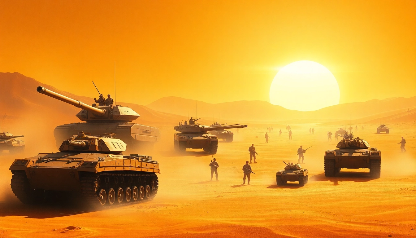 Engaging Dune 2 download scene showcasing tanks in a desert battlefield.