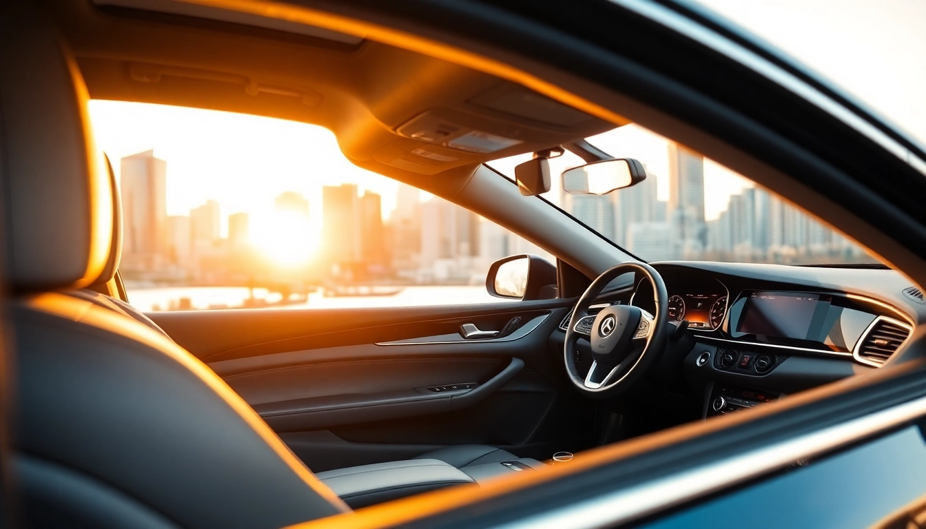 Experience luxury car service vancouver bc featuring a comfortable and elegant interior with stunning skyline views.