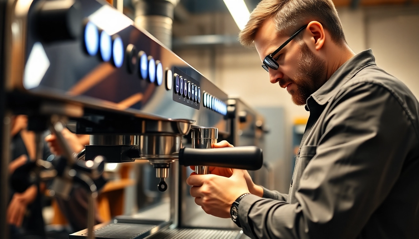 Cimbali service technique applied by a technician to ensure optimal espresso machine performance.