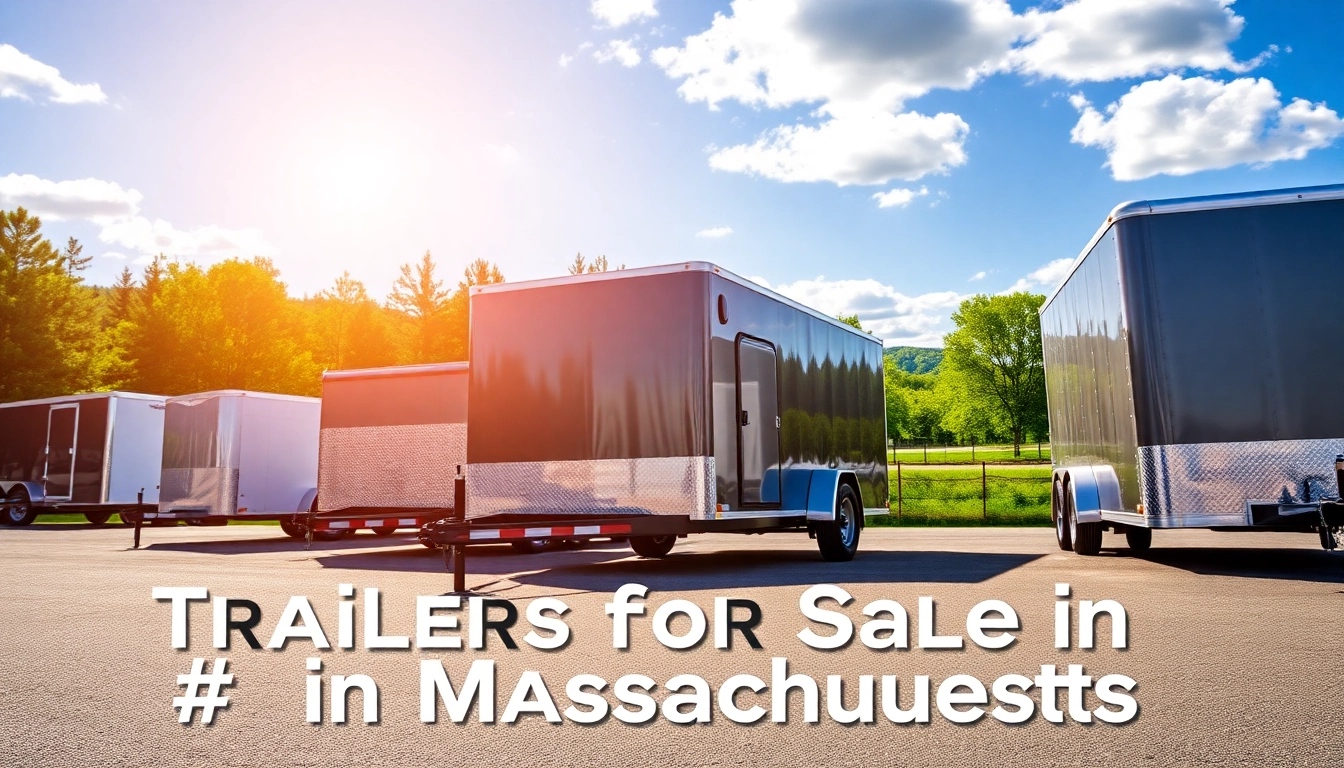Showcase of trailers for sale in Massachusetts with diverse styles emphasizing quality and variety.