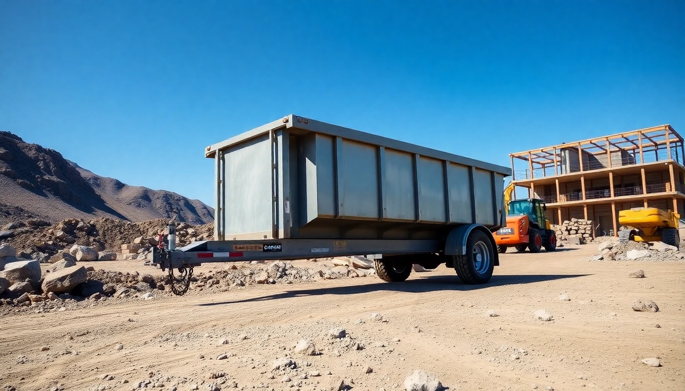 Find used dump trailers for sale near me displayed at a construction site with a clear blue sky.