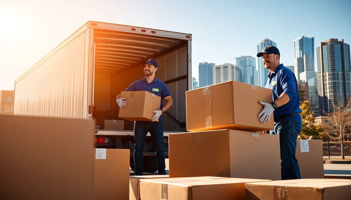 Movers Calgary loading boxes into a truck with teamwork and professionalism.