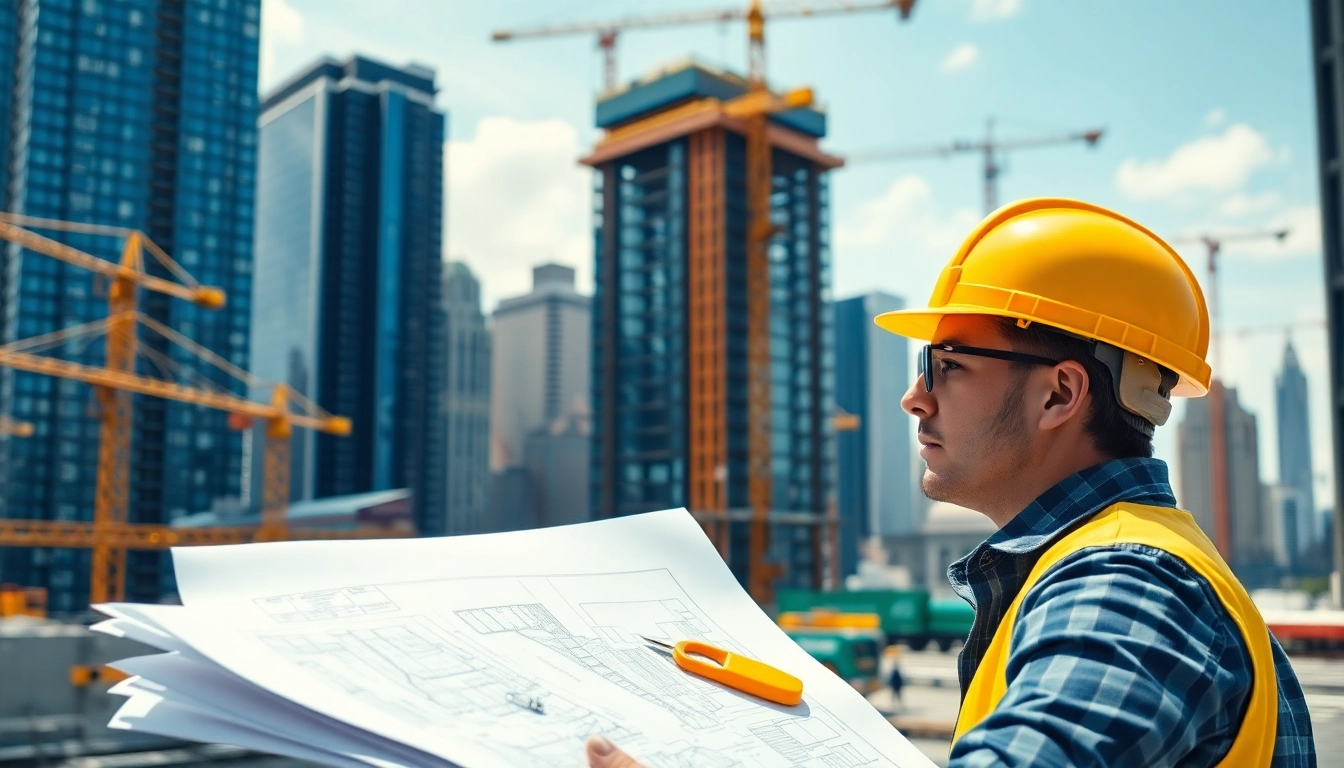 Manhattan Construction Manager supervising a vibrant city construction site with activity.
