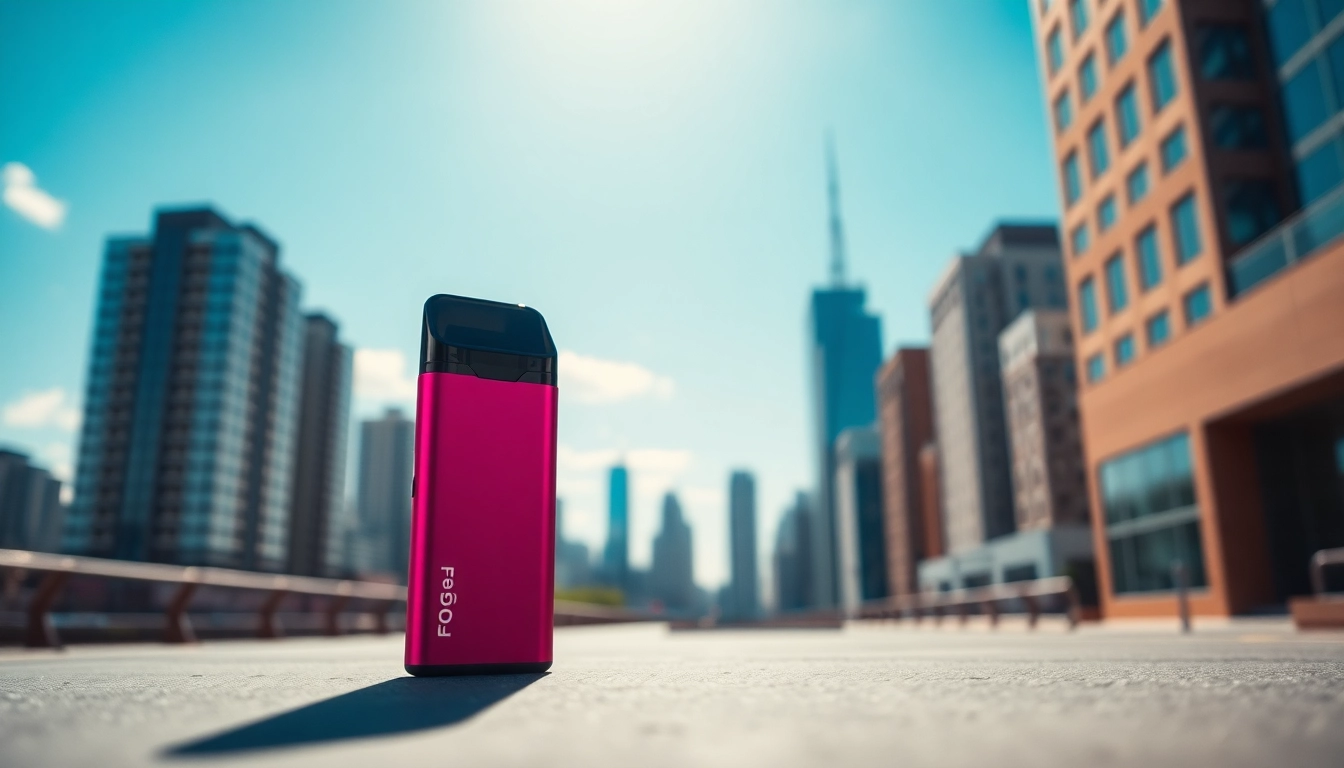 Vaping with Foger Switch Pro Pod showcases its vibrant design and urban lifestyle.