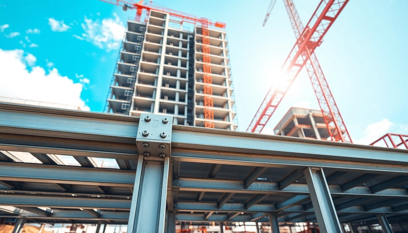 Illustrating steel structure design with professional framework and modern construction details.