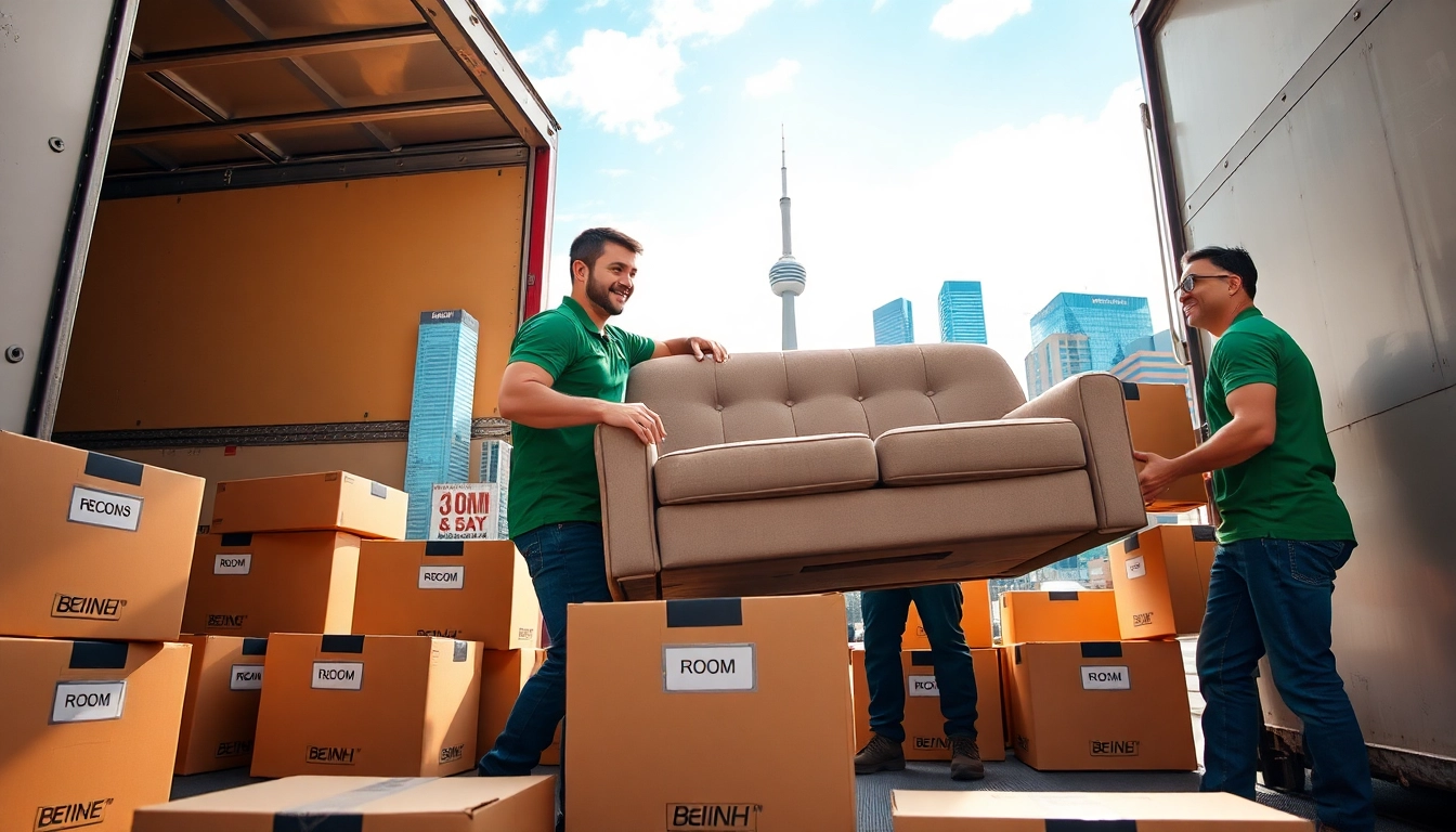 Best moving company Toronto team loading furniture into truck efficiently in sunny urban setting